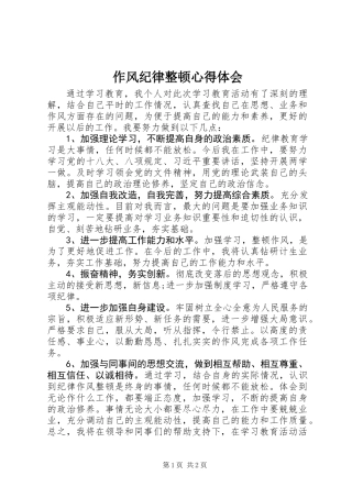 作风纪律整顿心得体会