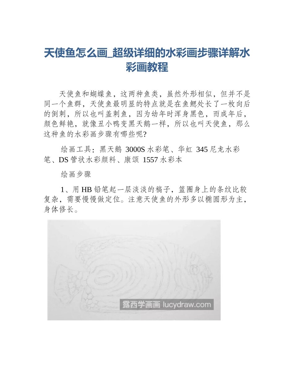 天使鱼怎么画_超级详细的水彩画步骤详解水彩画教程_第1页
