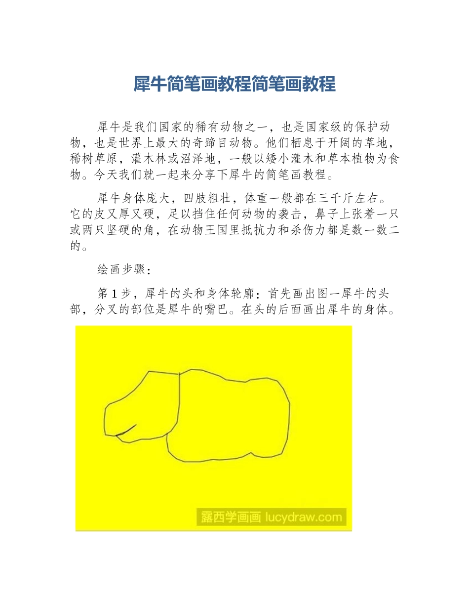 犀牛简笔画教程简笔画教程_第1页