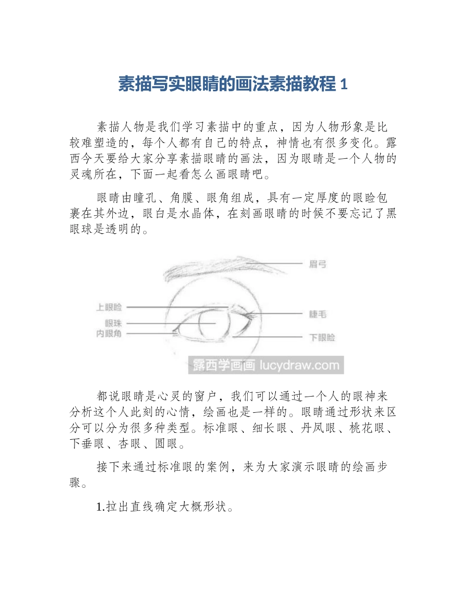 素描写实眼睛的画法素描教程1_第1页