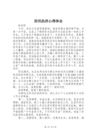 防汛抗洪心得体会