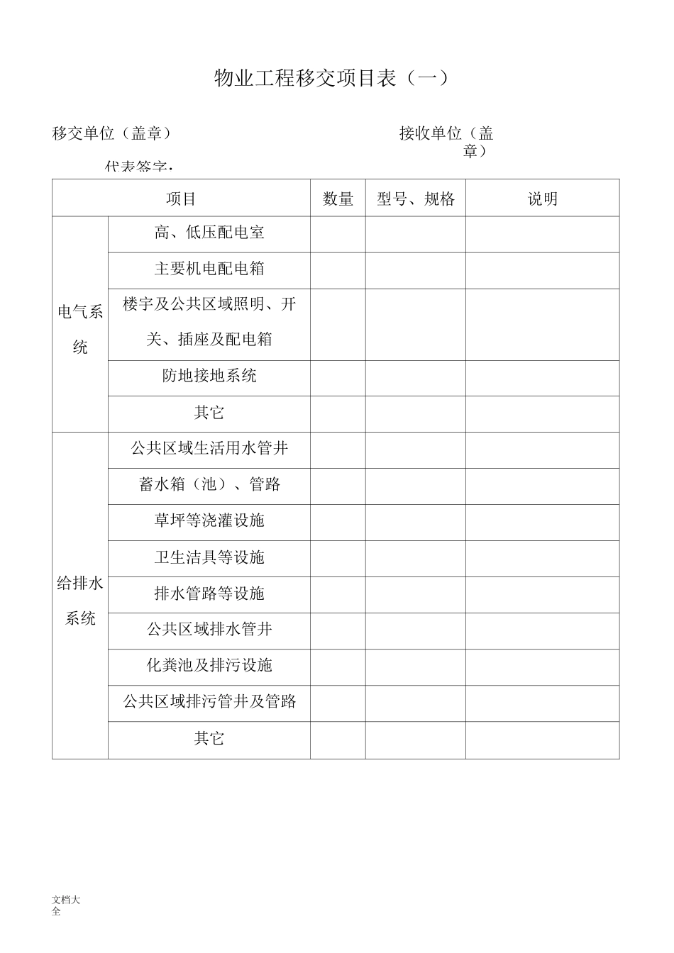 新老物业移交表格(全套 )_第2页