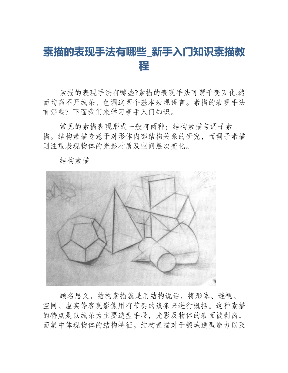 素描的表现手法有哪些_新手入门知识素描教程_第1页