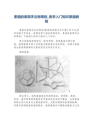 素描的表现手法有哪些_新手入门知识素描教程