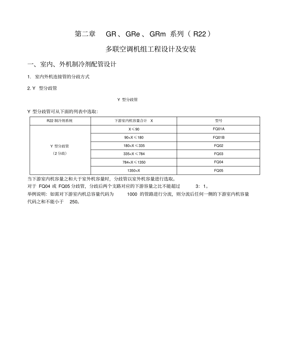 GR、GRe、GRm系列R22多联空调机组工程设计及安装_第1页