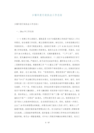 乡镇年度行政执法工作总结 