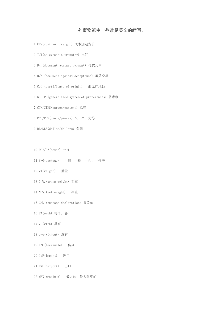 外贸物流中一些常见英文的缩写_第1页