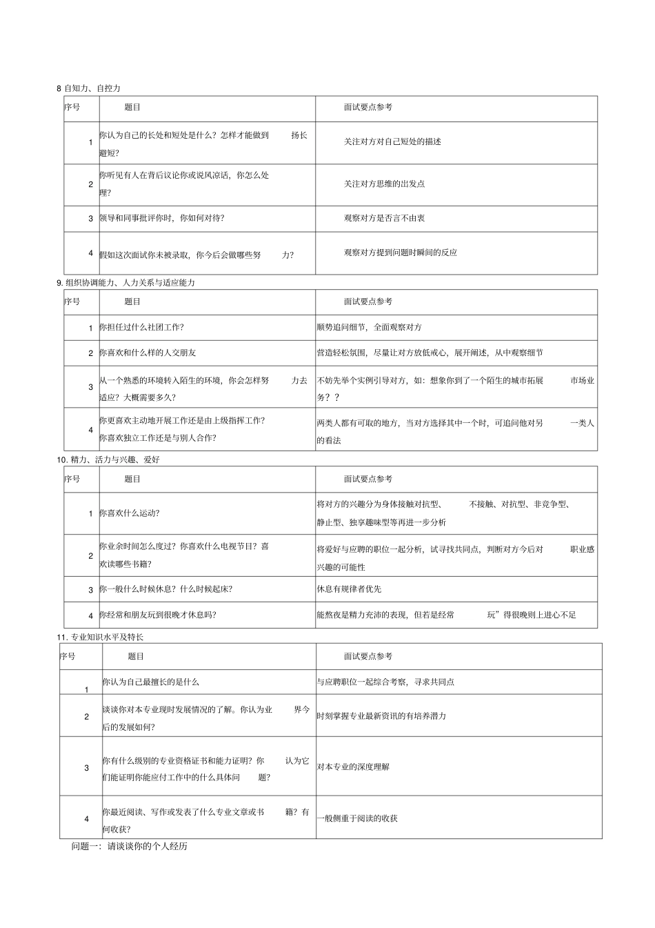 HR面试问题汇总表格_第3页