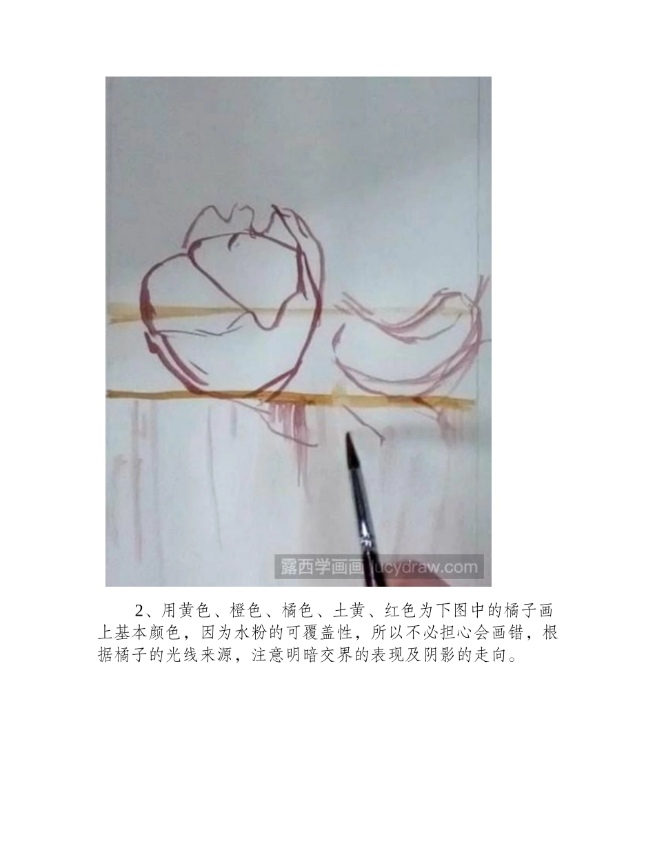 水粉画教程：教你橘子的水粉画法水彩画教程_第2页