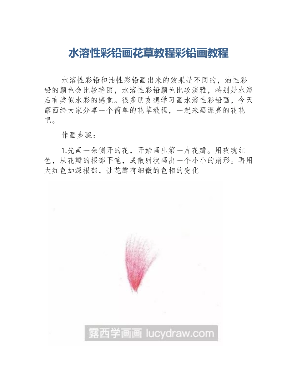 水溶性彩铅画花草教程彩铅画教程_第1页