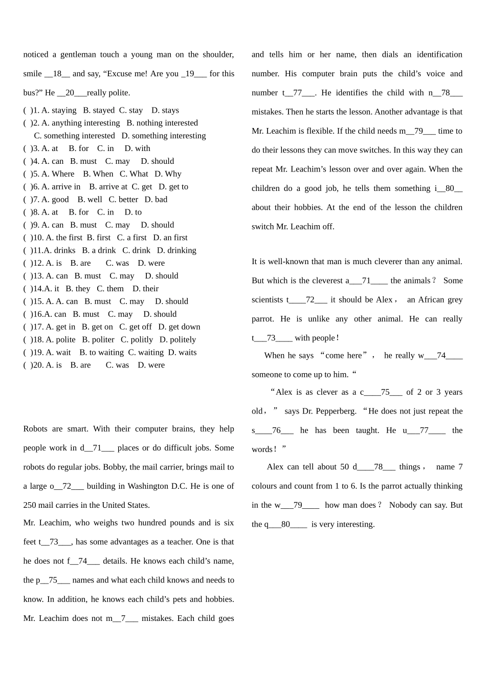 八上M11-12完形填空_第2页