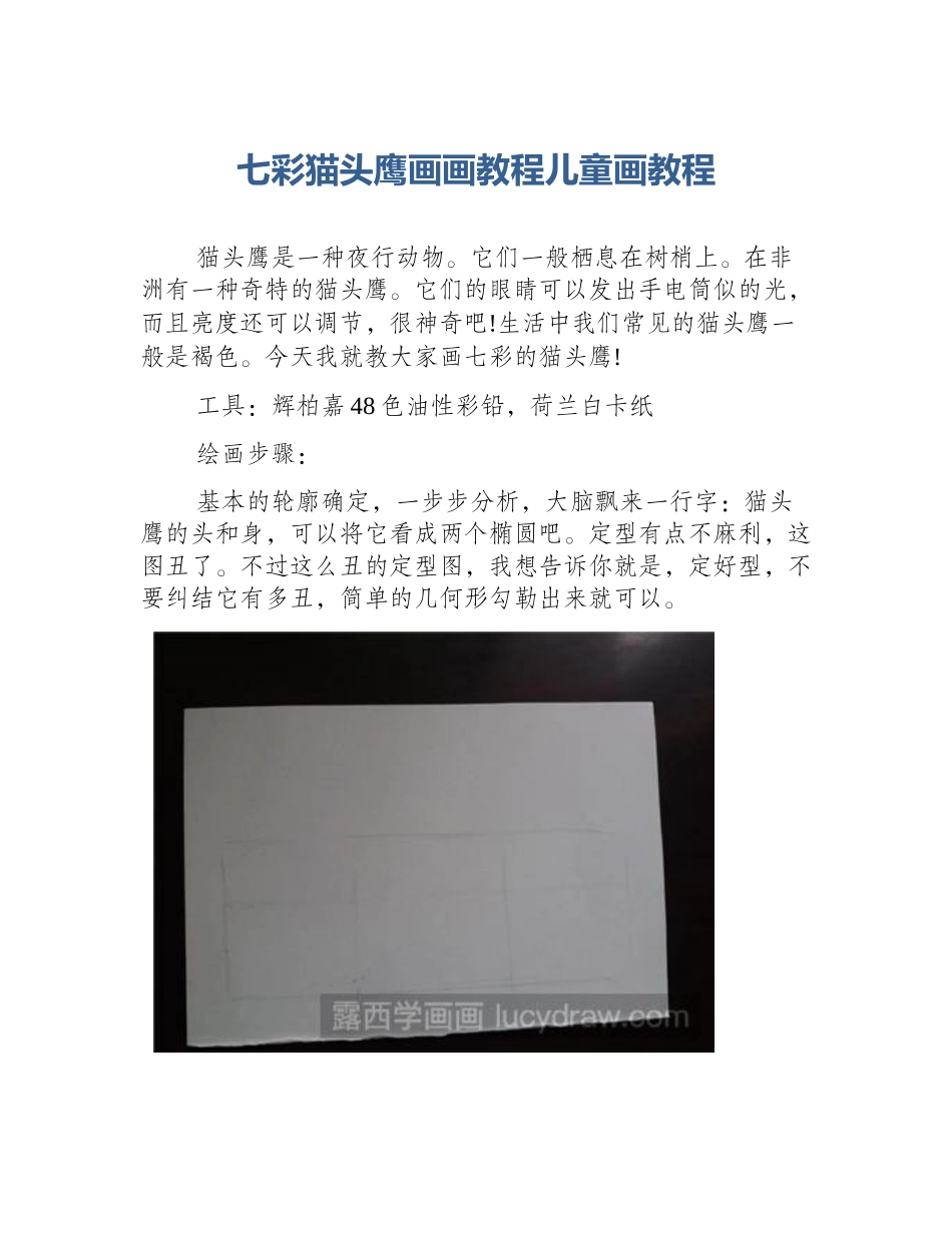 七彩猫头鹰画画教程儿童画教程_第1页