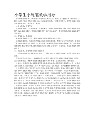 小学生小练笔教学指导