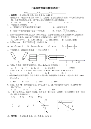 七年级数学期末模拟试题三