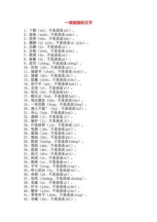 一读就错的汉字