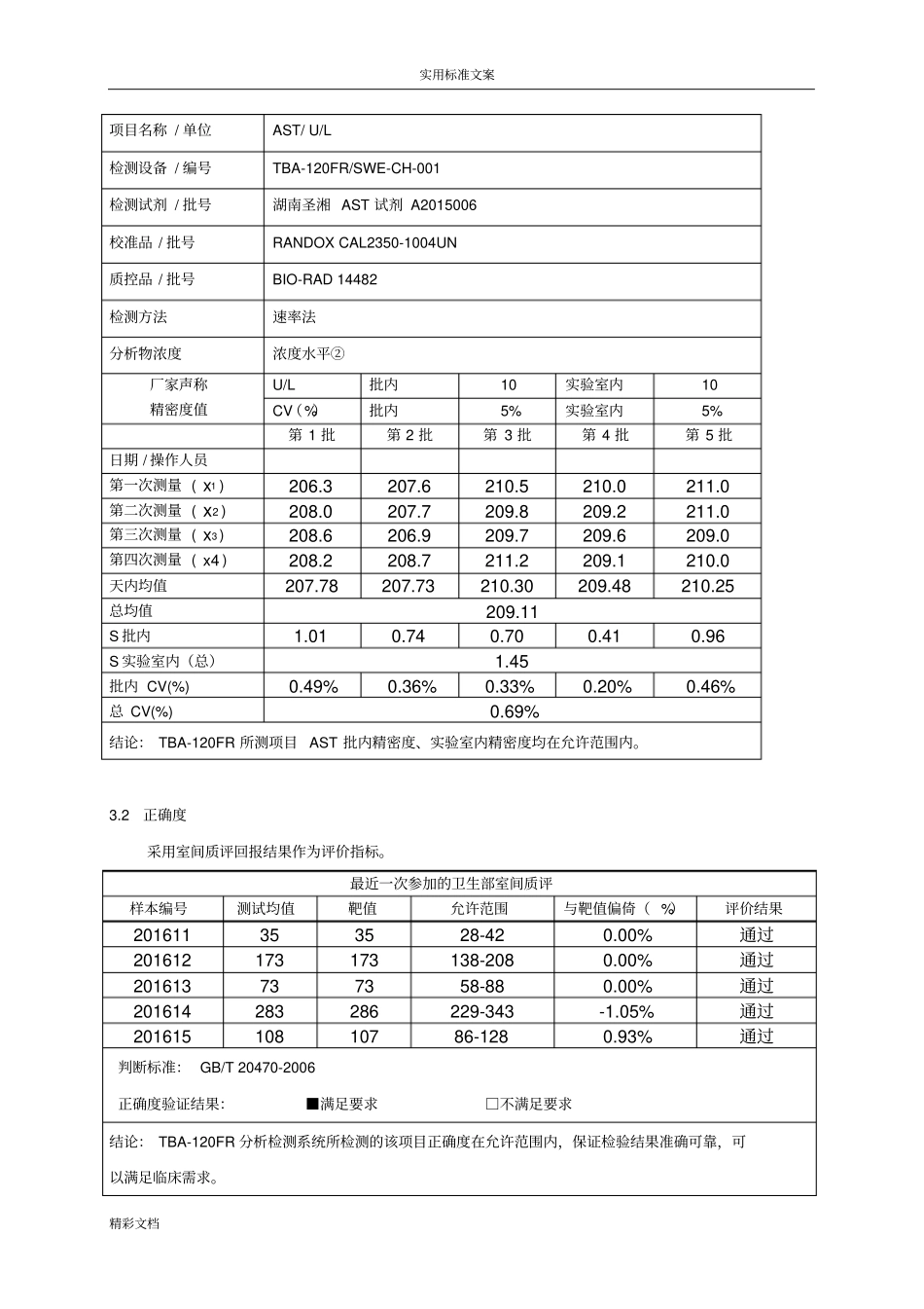 ISO15189体系性能验证报告材料模版-EP15_第2页