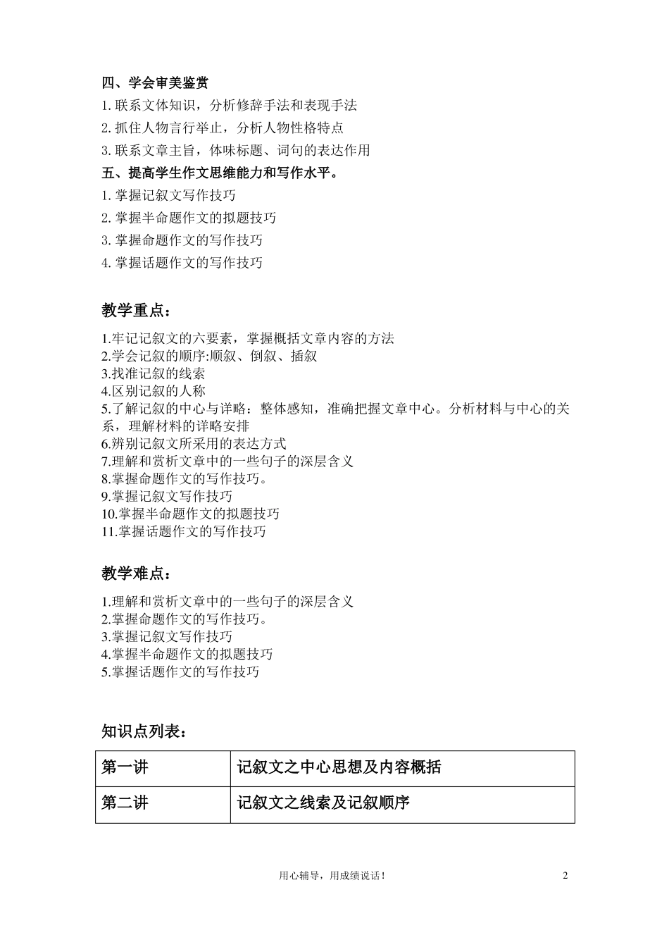 七年级语文阅读与作文教学大纲_第2页