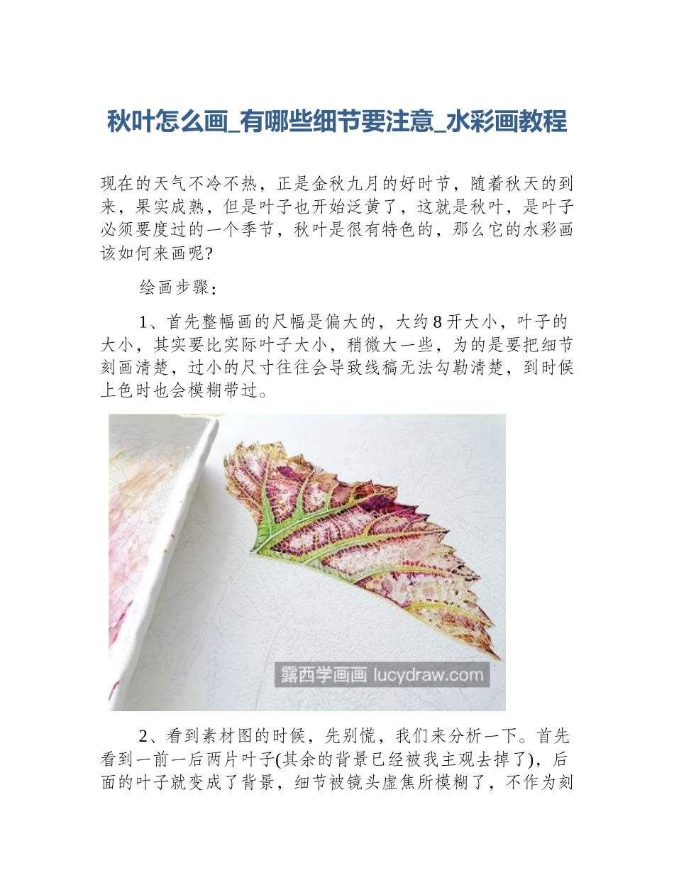 秋叶怎么画_有哪些细节要注意_水彩画教程_第1页