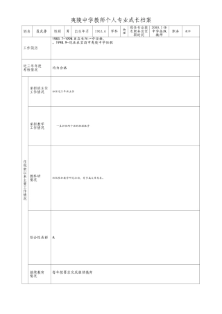 教师专业成长档案（聂武鲁）