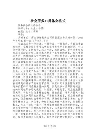 社会服务心得体会格式