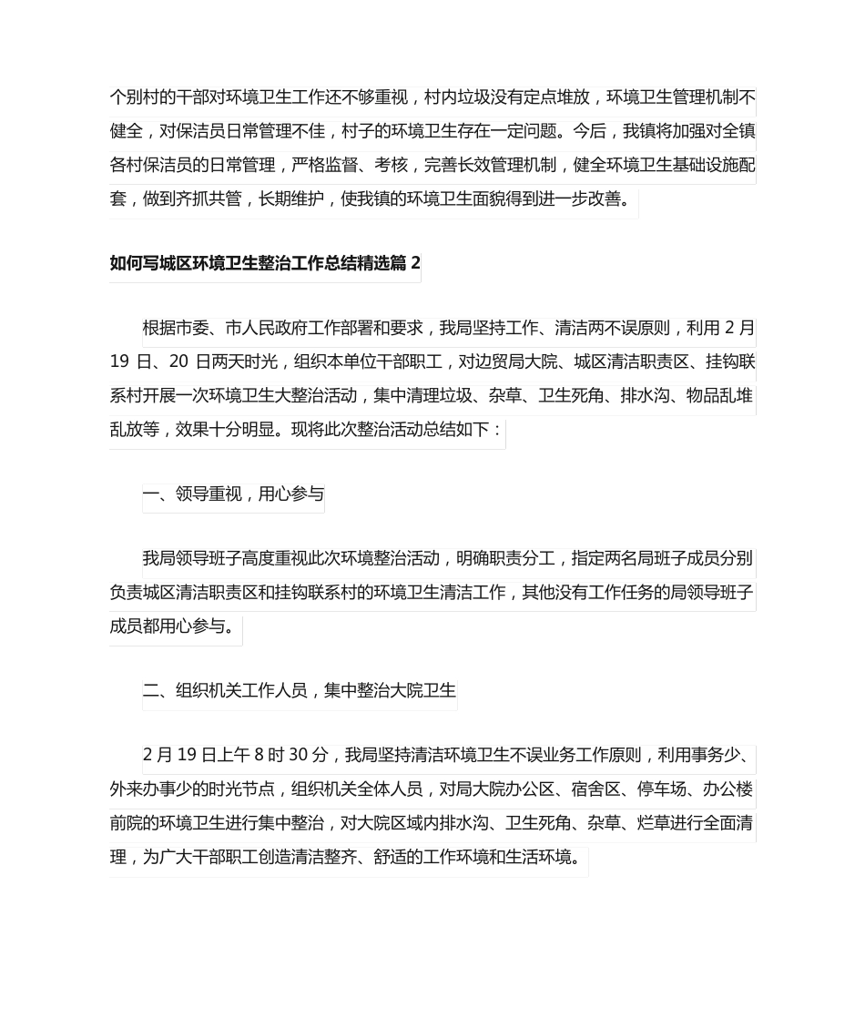 如何写城区环境卫生整治工作总结 _第2页