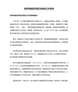 如何写城区环境卫生整治工作总结 