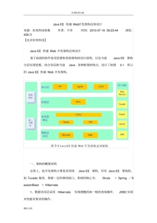 JavaEE快速Web开发架构总体设计
