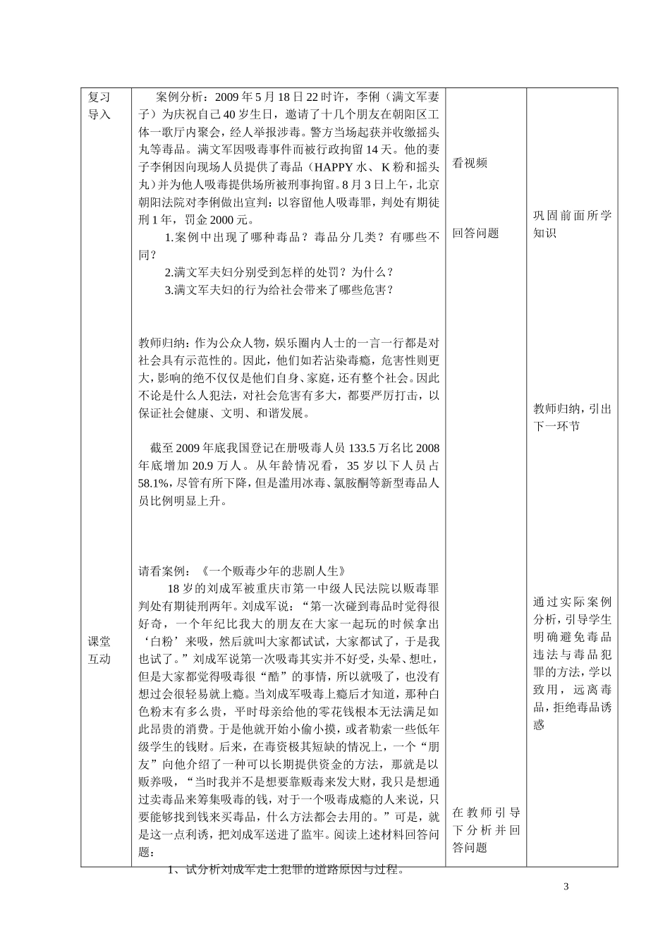 《远离毒品拒绝诱惑》教学设计_第3页