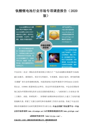 钛酸锂电池行业市场专项调查报告(2020版)