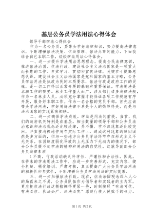基层公务员学法用法心得体会