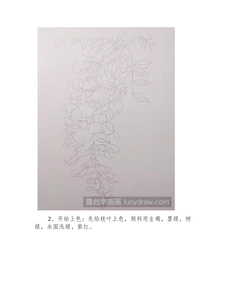 水彩画教程：紫藤花的水彩画法水彩画教程_第2页