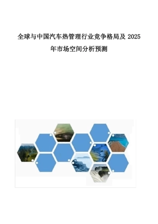 全球与中国汽车热管理行业竞争格局及2025年市场空间分析报告预测