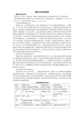 教学评价的类型
