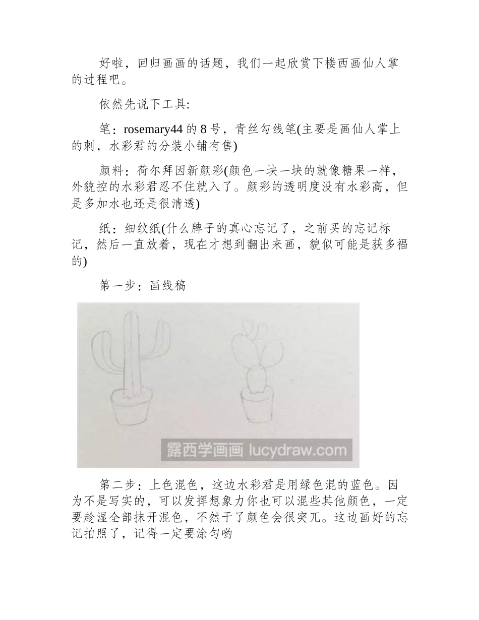 水彩画教程：教你画仙人掌水彩画教程_第2页