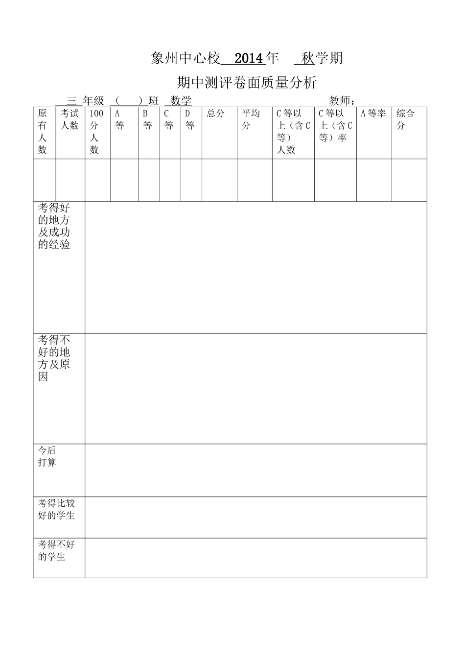 期中卷面分析(2)_第1页