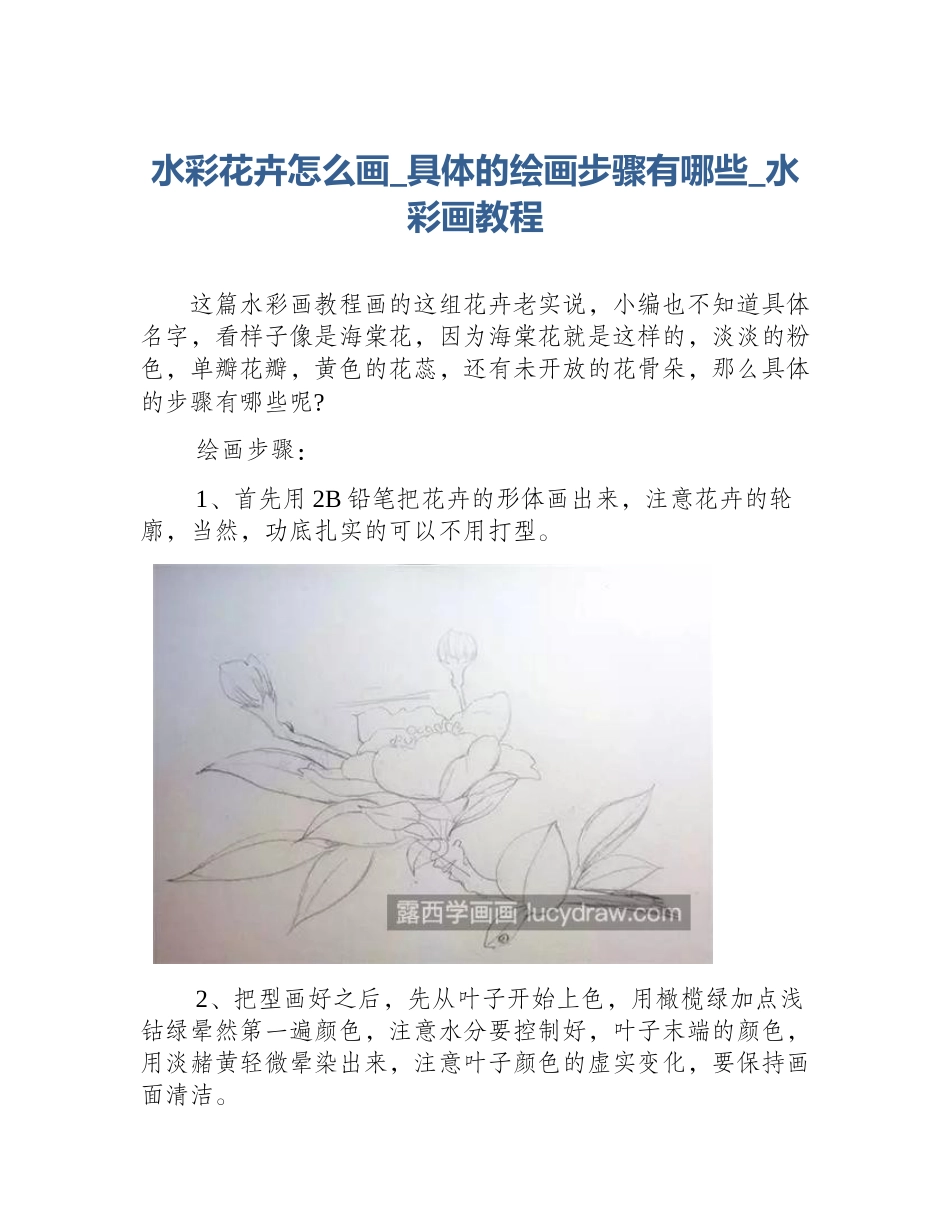 水彩花卉怎么画_具体的绘画步骤有哪些_水彩画教程_第1页