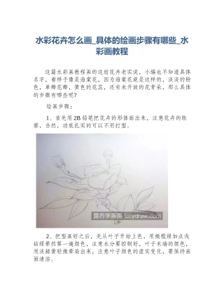 水彩花卉怎么画_具体的绘画步骤有哪些_水彩画教程