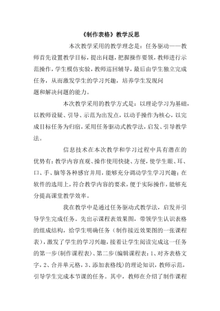 《表格制作》教学反思