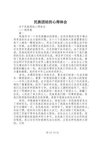 民族团结的心得体会