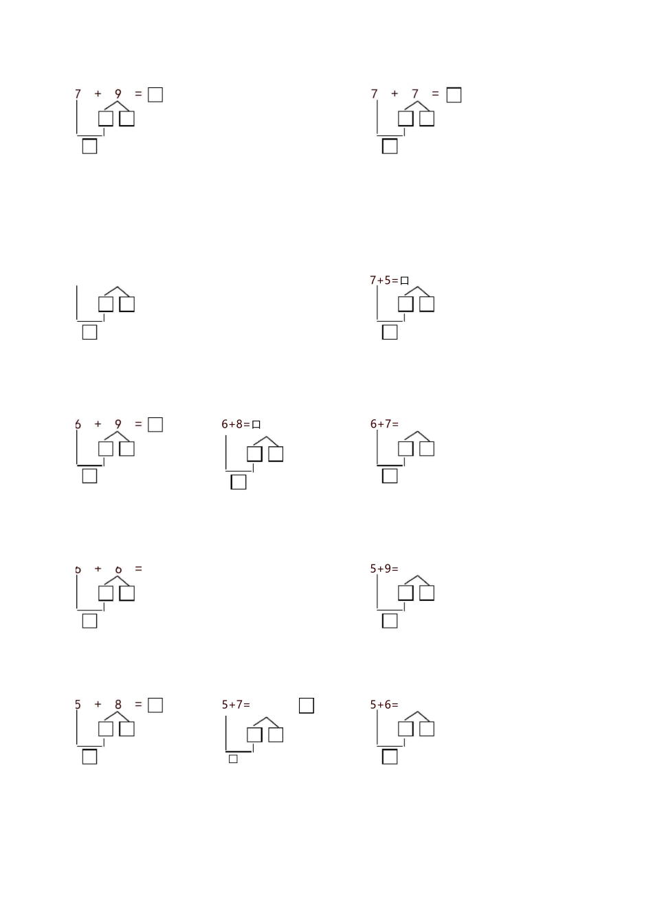 人教版小学一年级数学上册凑十法破十法借十法练习题-推荐_第2页