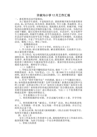 许家沟小学12月工作汇报MicrosoftWord文档