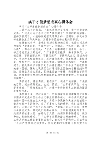 实干才能梦想成真心得体会