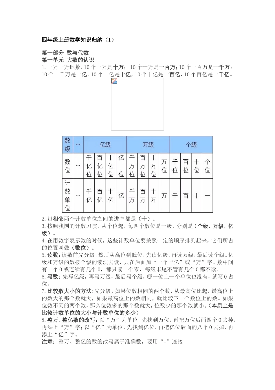四年级上册数学知识归纳1_第1页