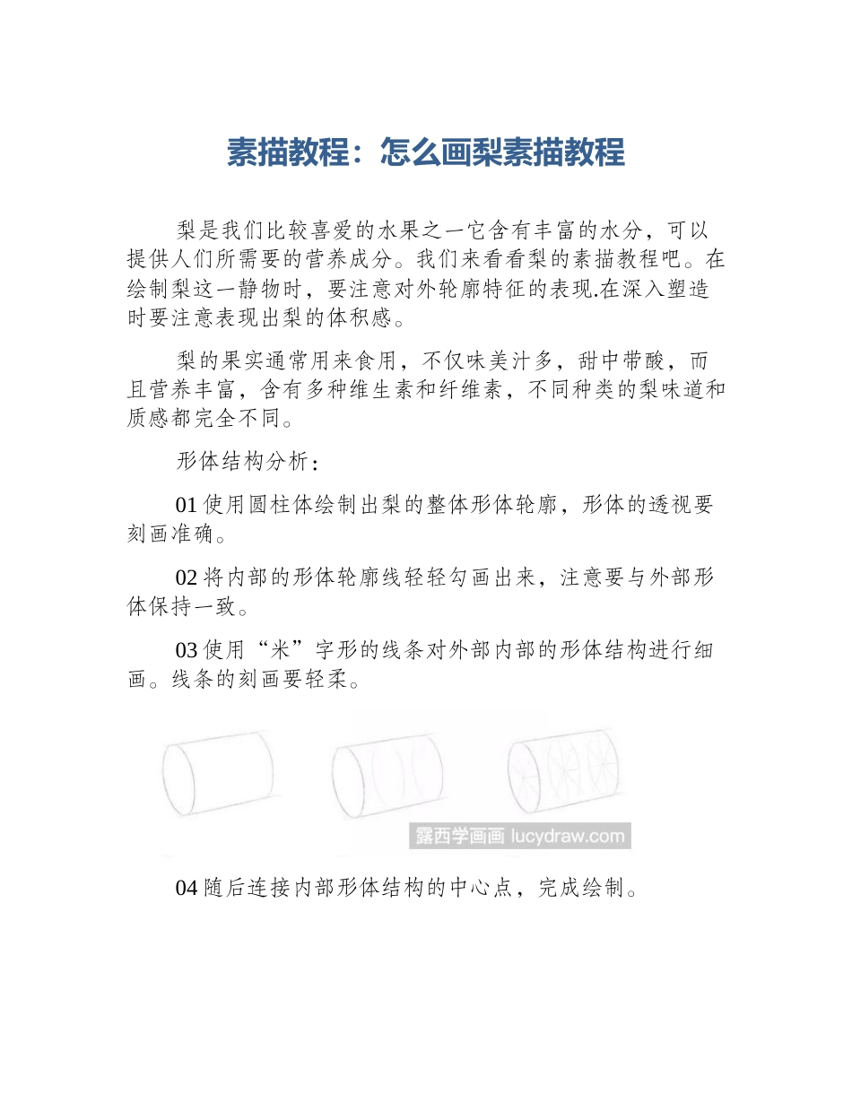 素描教程：怎么画梨素描教程_第1页