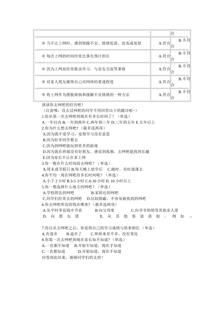 关于小学生上网情况的调查问卷 (2)_第2页