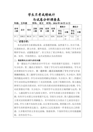 学生月考成绩统计