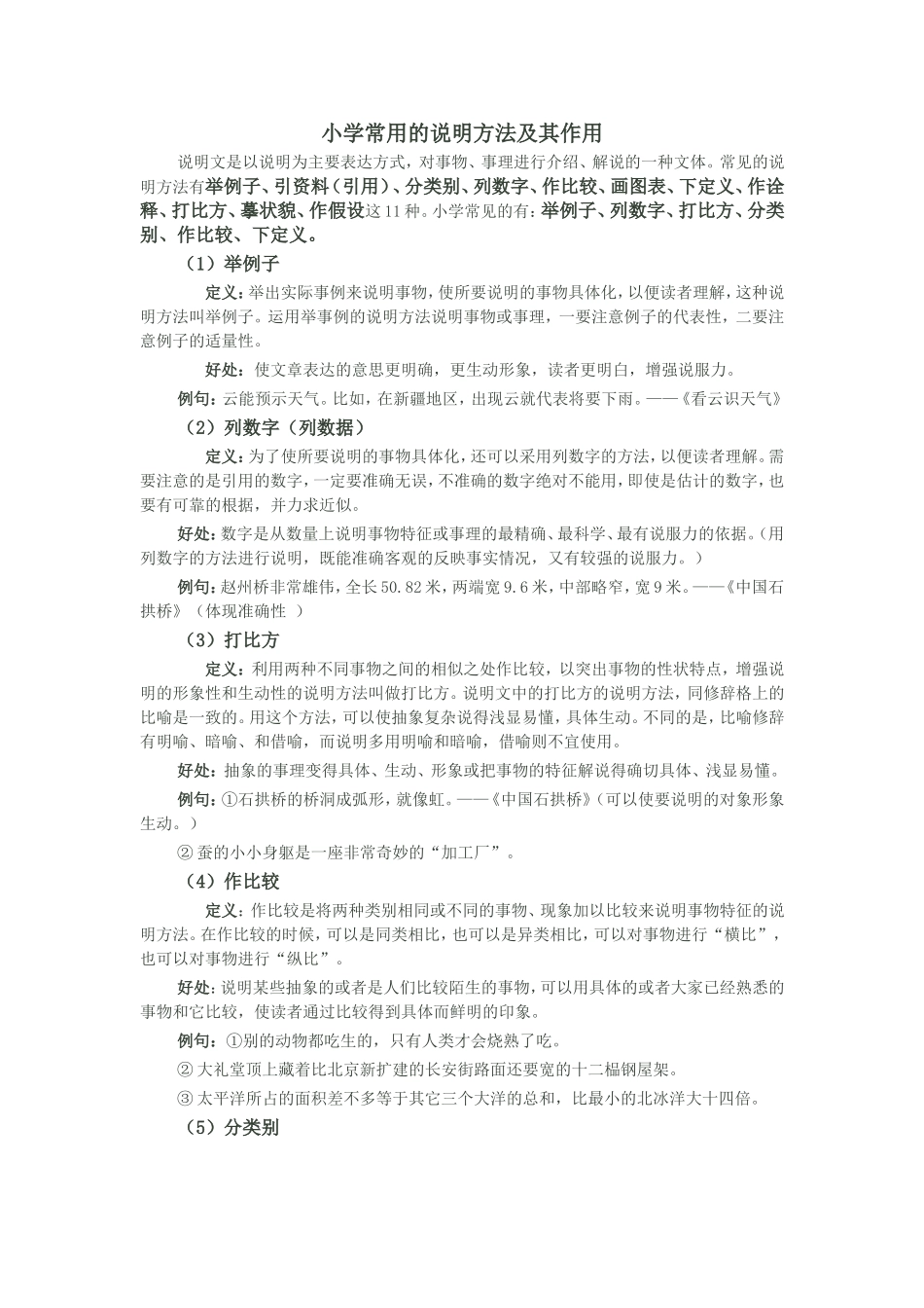 小学常用的说明方法及其作用_第1页