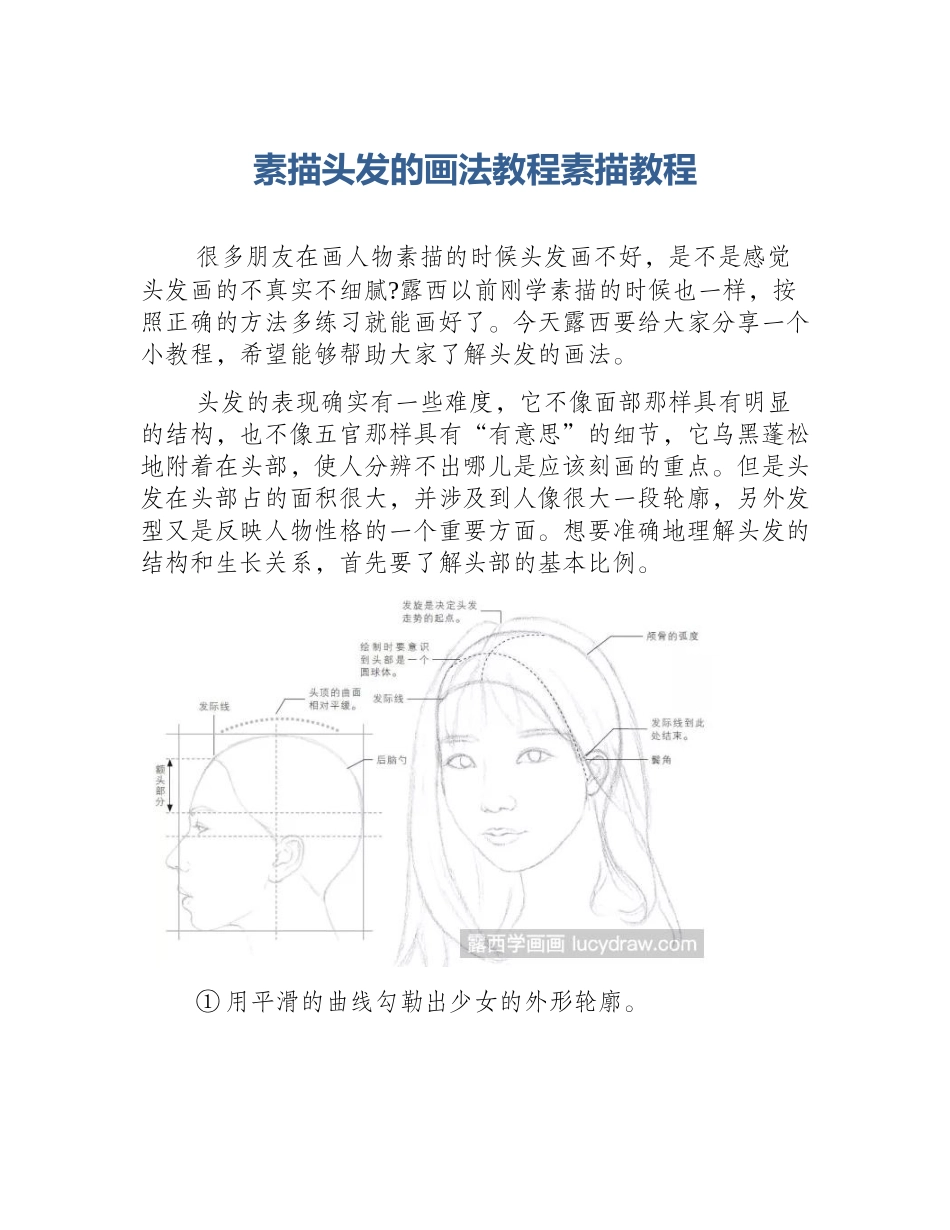 素描头发的画法教程素描教程_第1页