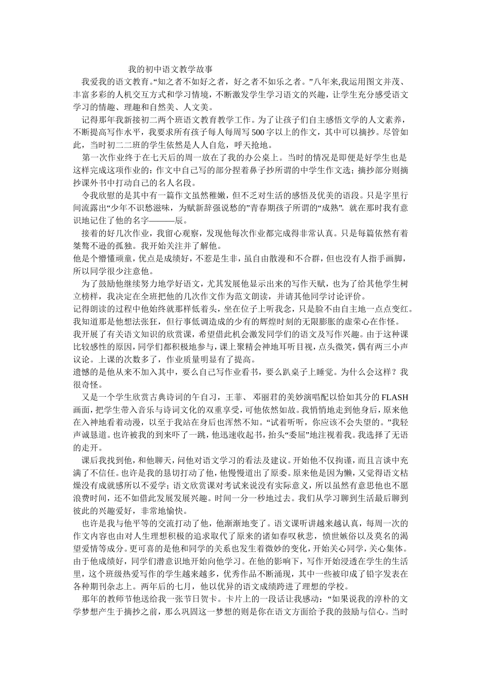 我的初中语文教学故事_第1页
