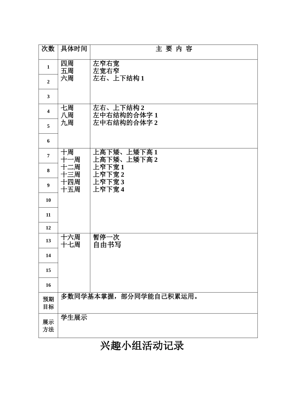 二年级写字兴趣小组教案_第3页